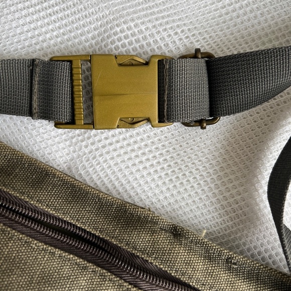 Disney Waist Bag Cotton Canvas Green Patchwork Mickey Back Zipper Travel RUZ - Picture 4 of 7